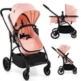 thumbnail image 1 of INFANS 2 in 1 Baby Stroller, Convertible Stroller with Bassinet Reversible Seat Adjustable Backrest Canopy One Hand Fold, Compact Toddler Pushchair for Kids Infants Newborns 0-36 Months, 1 of 9