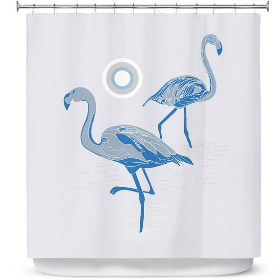 Shower Curtains 70" x 84" from DiaNoche Designs by Yasmin Dadabhoy - Flamingo 1 Blue