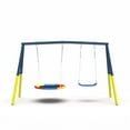 thumbnail image 6 of Swing Sets for Outside Backyard, Metal Toddler Swing with Heavy-Duty A-Frame, Outdoor Swing Stand with 1 Saucer Swing Seat & 1 Belt Swings Seat, 440LBS, Blue, 6 of 10