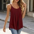 thumbnail image 4 of Kukoosong Women's Pleated Front Tank Tops, Adjustable Spaghetti Strap Flowy Camisole, Scoop Neck Loose Sleeveless Shirts for Summer Casual Layering, 4 of 6