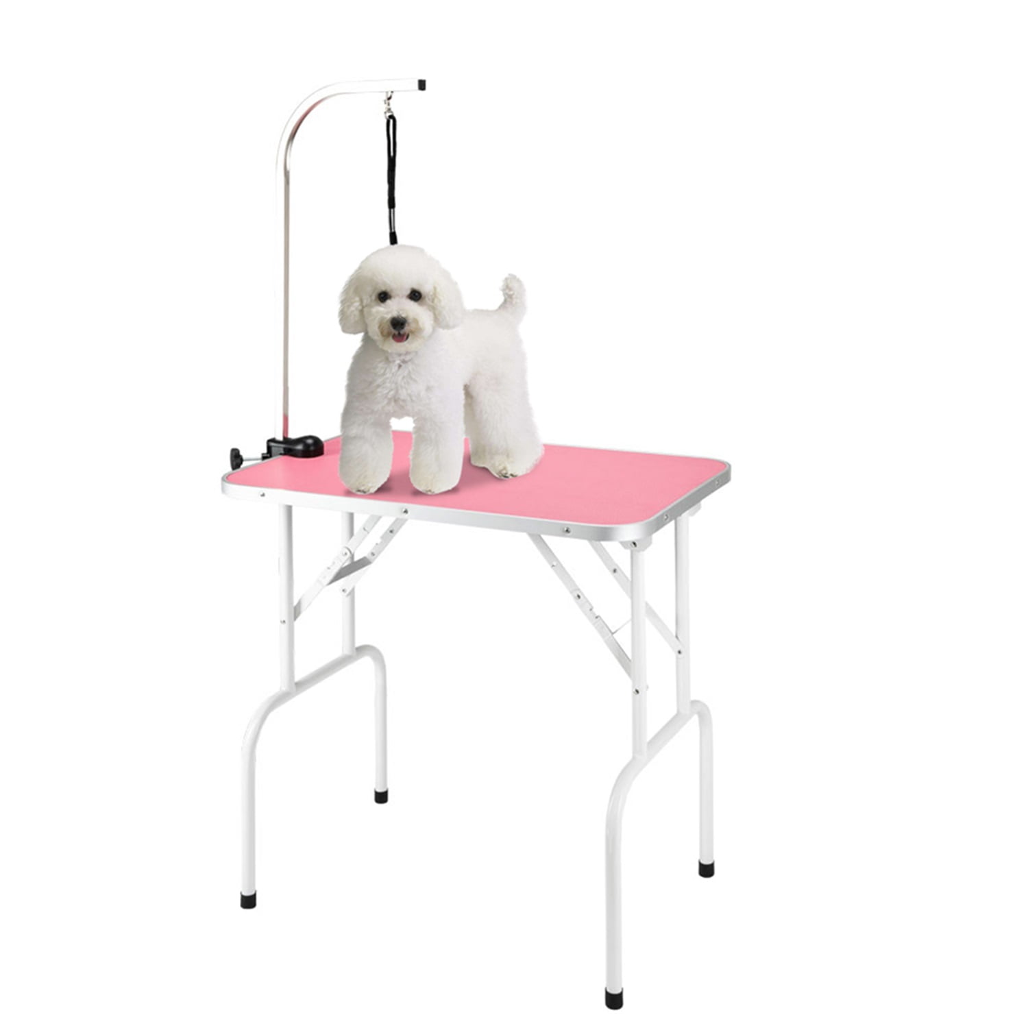 Pefilos 32" Foldable Pet Grooming Table for Small Dogs Cats with Adjustable Arm Noose Pet Grooming Table for Home for Medium Dogs Cats, Pink Pefilos 32" Foldable Pet Grooming Table for Small Dogs Cats with Adjustable Arm Noose Pet Grooming Table for Home for Medium Dogs Cats, Pink