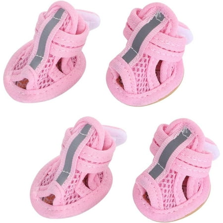 Shoe Booties 4pcs Pet Dog Breathable Dog Shoes Puppy Shoes for Hot Pavement Water Proof Boots Pink Rain Boots Camera Accessories Medium Dog Protector Sandals Claw Shoes Soft Pink
