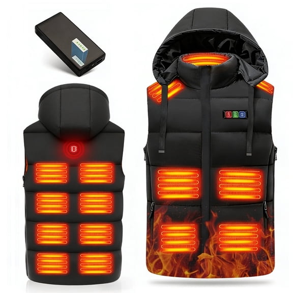 35000mAH 7.4V Battery Powered 15 Heating Zone Hooked Vest XL Unisex Three-in-One Intelligent Controller Winter Heating