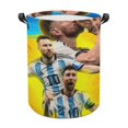 thumbnail image 1 of Lionel Messi Cesta de lavandería de gran capacidad redonda con asa, bolsa para ropa sucia plegable, almacenamiento para dormitorio, baño y lavadero 44x35 cm, 1 of 6