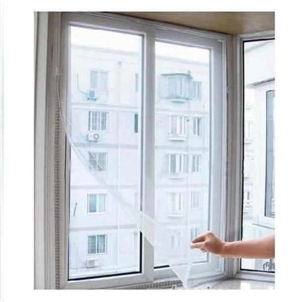 Mosquiteras para ventanas de bricolaje, instalación con cinta mágica, mosquiteras ajustables para ventanas de casa, kit de reemplazo de marco de mosquitera magnética, malla de mosquitera de fibra de