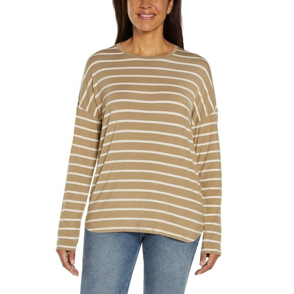 GAP Womens Long Sleeve T-Shirt, Tan, Small