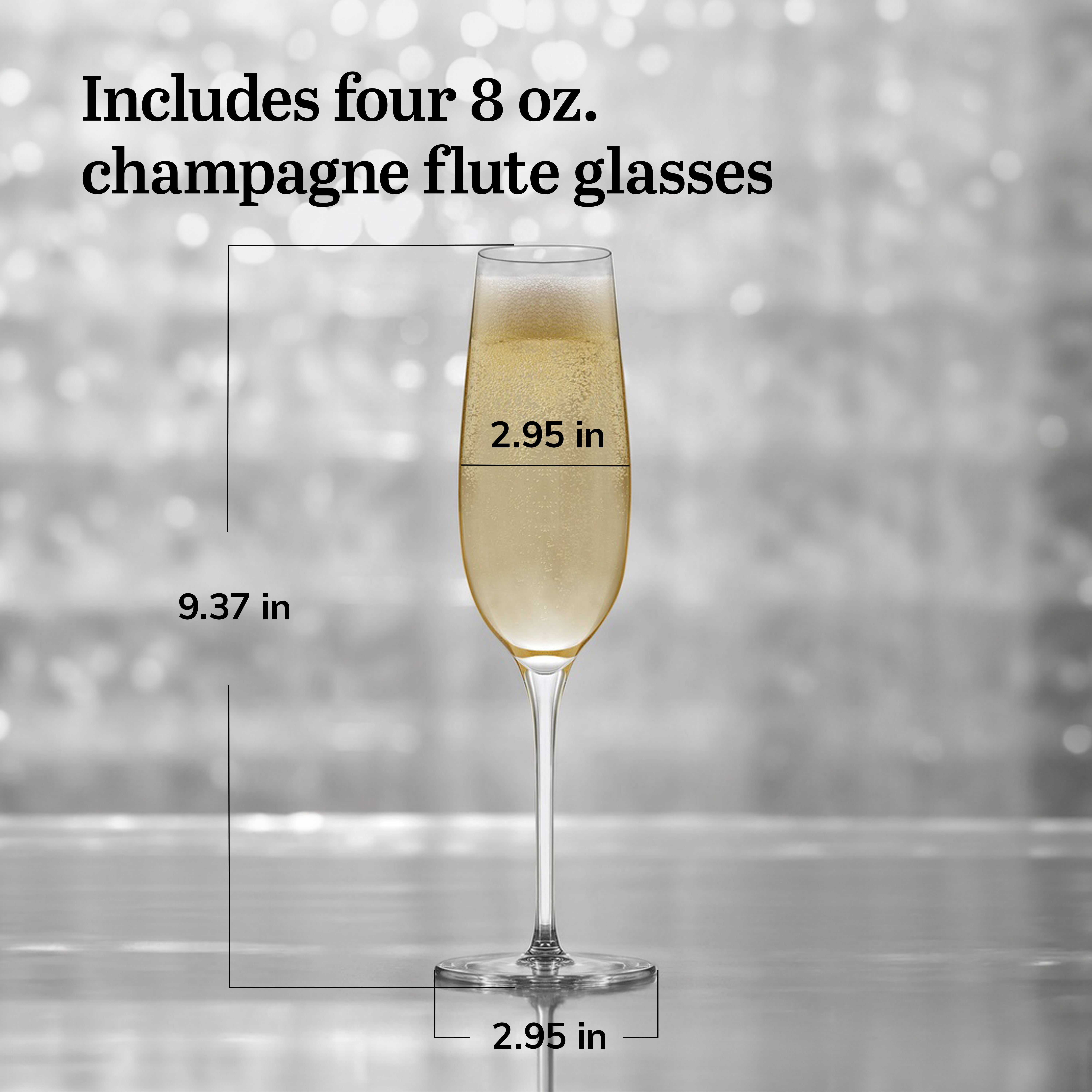 Libbey Signature Kentfield Champagne Flute Glasses, 8-Ounce, Set of 4, Made in USA, Dishwasher Safe, Elegant Stemmed Glassware, Gift Box
