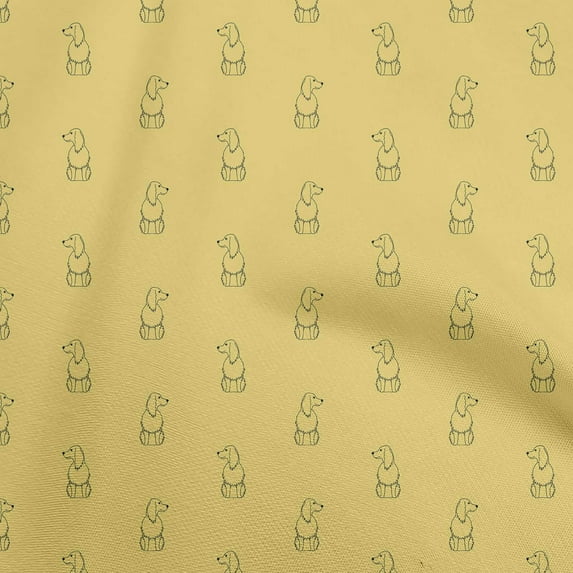 oneOone Cotton Silk Yellow Fabric Dog Dress Material Fabric Print Fabric By The Yard 42 Inch Wide