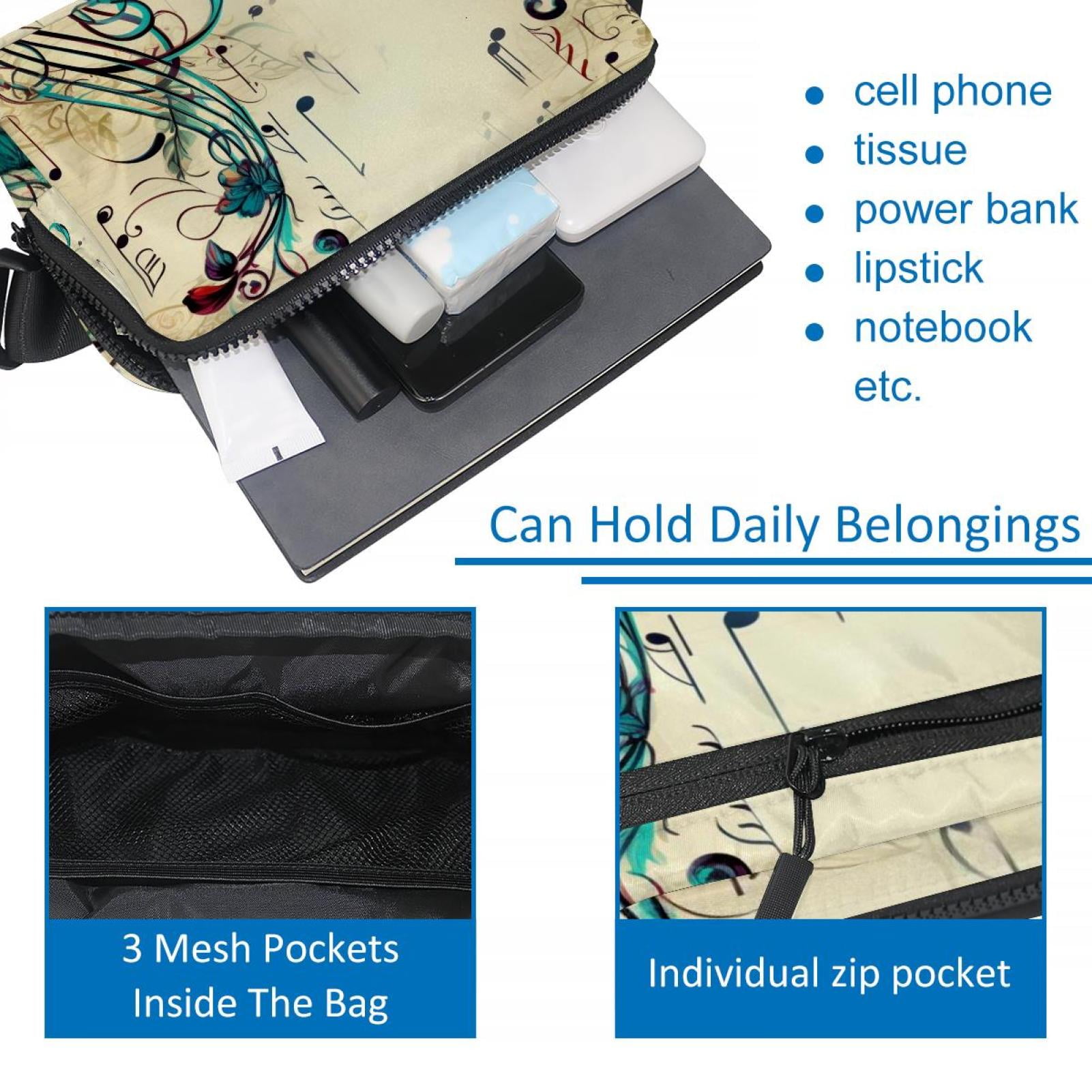 Notes Lightweight Adjustable Fanny Pack with Extension Strap - Unisex Crossbody Bag Fanny Bag