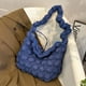 thumbnail image 4 of 6922-1 Hilo bordar acolchado Nube plisada Gran capacidad Abajo Bandolera ligera Ropa algodón Bolso mujer (azul oscuro) Azul zafiro, 4 of 9