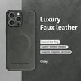 thumbnail image 3 of ELEHOLD PU Leather Case For iPhone 14 Pro Max Slim Magnetic Shockproof Cover, [MagSafe Compatible], [Lens&Screen Protection], Drop protection Case - Gray, 3 of 11