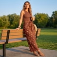 thumbnail image 5 of Resicozy Cropped Lace Hem Leg Pants for Women Polka Dot Summer High Waist Balloon Lightweight Beach Trousers with Pockets Light Brown 2XL, 5 of 6