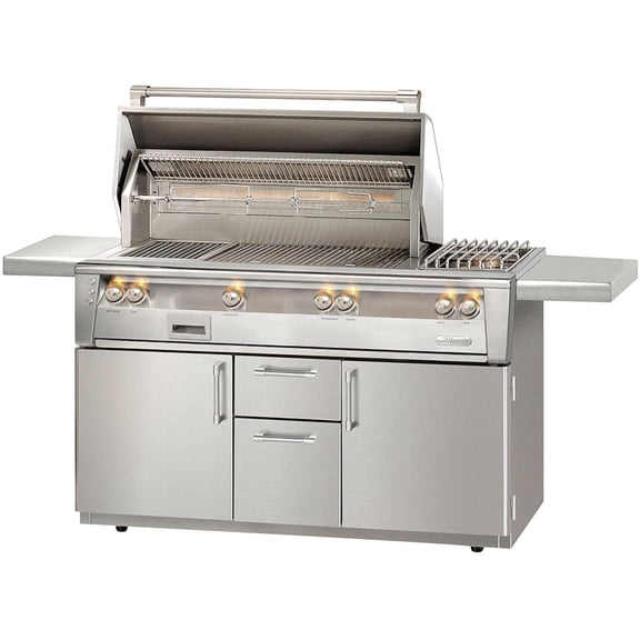 Alfresco ALXE 56-Inch Natural Gas Deluxe Grill With Sear Zone, Rotisserie, And Side Burner - ALXE-56SZC-NG