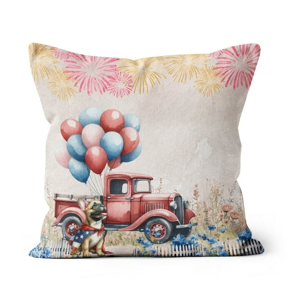 Vintage Patriotic French Bulldog 4th of July Independence Memorial Day Pillow Cushion Double Sided Dog Lover Gifts Throw Pillow - 01006
