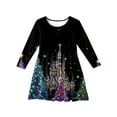thumbnail image 4 of Girls' Long Sleeve Princess Dress - Fall Winter Heart Printed Christmas Dress A-Line T-Shirt Dress, 4 of 4
