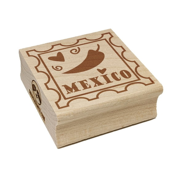 Mexico Chili Pepper Passport Travel Square Rubber Stamp Stamping Scrapbooking Crafting - Small 1.25in