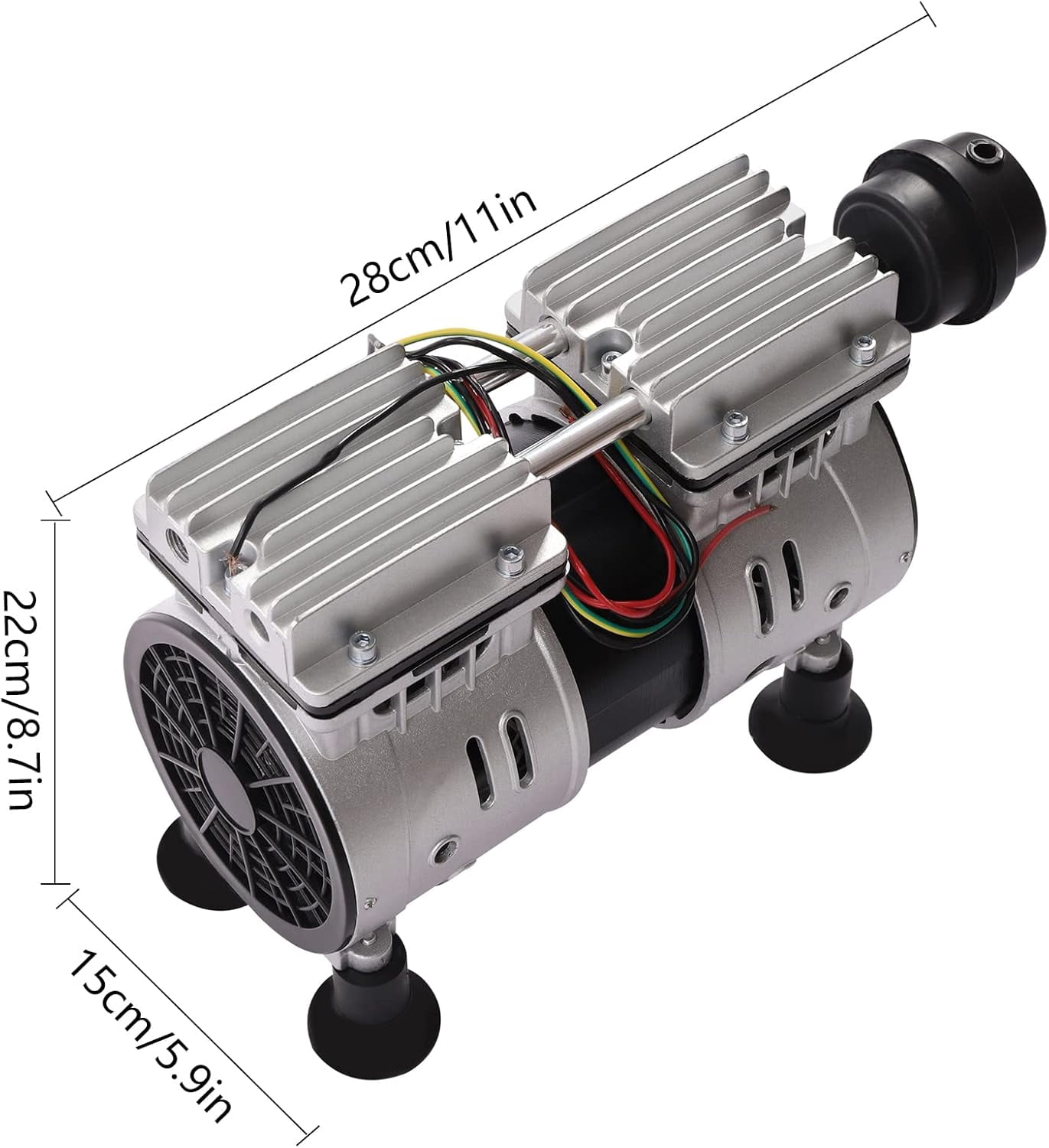 Vacuum Pump 550W 3.6CFM Air Conditioning Industrial Laboratory Vacuum Pump Oil Free Lab Professional Vacuum Pump Kit Powerful Vacuum Pump with Feet Silencer,2 Cylinders,1440 RPM