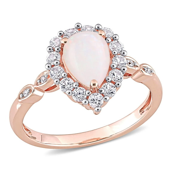 Everly Women's Created Sapphire and Opal 10K Rose Gold Engagement Ring