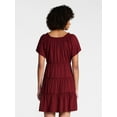 thumbnail image 4 of Time and Tru Women's Tiered Cotton Mini Dress with Flutter Sleeves, Sizes XS-XXXL, 4 of 6