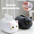thumbnail image 4 of Cartoon Cat Tissue Box, Rectangular Tissue Dispenser For Home Office Car Tissue Cover-Black, 4 of 5