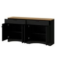 thumbnail image 2 of Farmhouse TV Stand with 2 Drawers for TVs Up to 70", Versatile Wood Grain Sideboard with Adjustable Shelves, Mid-Century Buffet Cabinet with Rustic Handles for Living Room/Bedroom, Black, 2 of 10