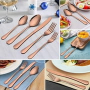 Vesteel 40 Piece Copper Silverware Flatware Set for 8, Stainless Steel Eating Utensils Cutlery Tableware Includes Knives/Spoons/Forks