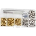 thumbnail image 1 of Coofit 120 Sets Leather Rivets DIY Rivet Buttons Double Cap Rivets with Fixing Tools, 1 of 10