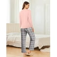 thumbnail image 3 of Ekouaer 2 Pack Women Pajama Long Sleeve Sleepwear Soft Loungewear Pjs Sets with Pockets, 3 of 6