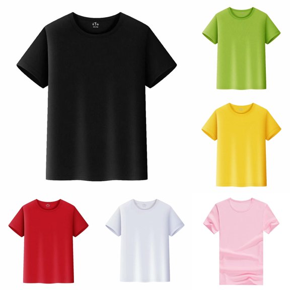 Trendfront Boys Back To School Crewneck T Shirts Short Sleeve Solid Color Casual Basic Top For Classroom And Everyday Outfits