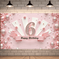 thumbnail image 6 of Pink Theme Happy Birthday Banner Decorative Design Rhinestone Six for Kids Party Celebration Photo Shoot Indoor Decor, 6 of 8
