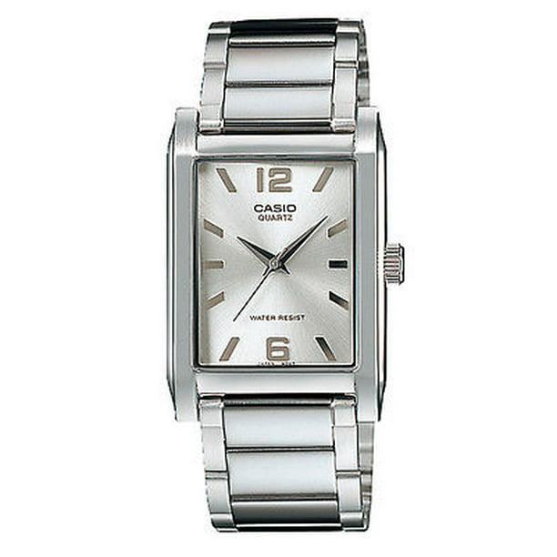 Casio MTP1235D-7A Men's Enticer Stainless Steel Rectangular Silver Dial  Watch