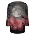 thumbnail image 4 of Halloween Shirts for Women Crew Neck Trendy Casual Tops Funny 3/4 Sleeve Halloween Graphic T Shirts Festival Pink 2XL, 4 of 4