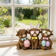 thumbnail image 5 of Highland Cow decor, Adorable Resin Figurine with Bunny Ears & Pastel Easter Eggs, Easter decorations for Home, Spring Home decor indoor, Shelf decorations for Living Spaces,, 5 of 9