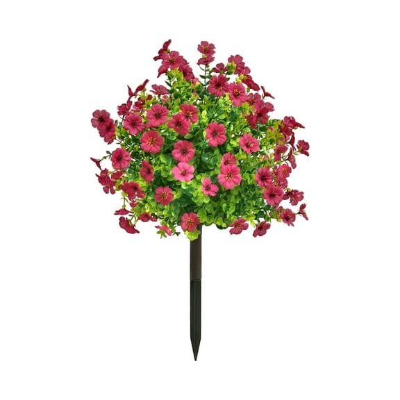 23.6"Artificial Boxwood Topiary Ball Trees with Flowers,Outdoor UV Resistant Realistic Fake Bushes Plants for Garden Yard Front Porch Patio Decor,Hot Pink