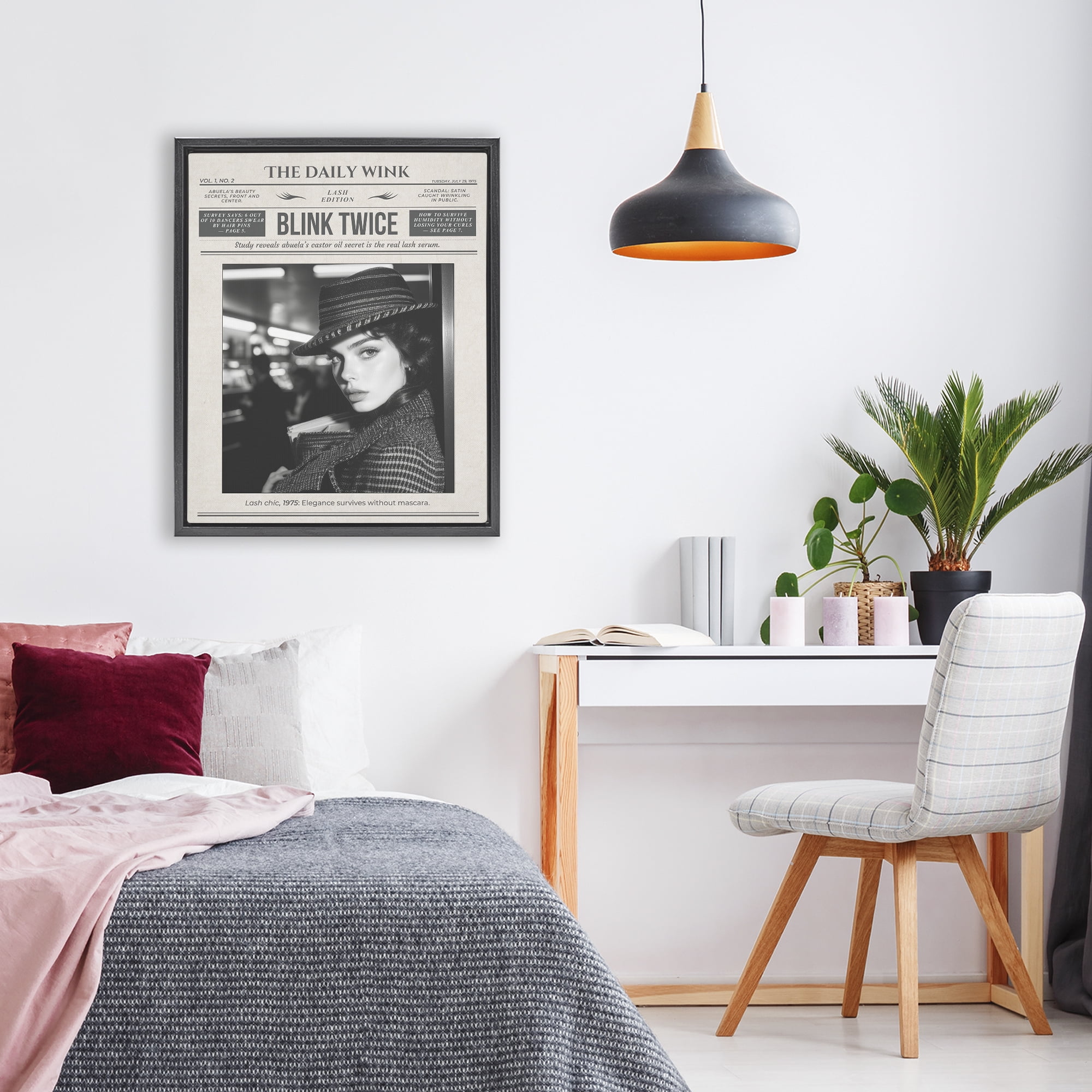The Daily Wink Magazine Black Framed Floater Canvas Wall Art, design by A Barefoot Stylist