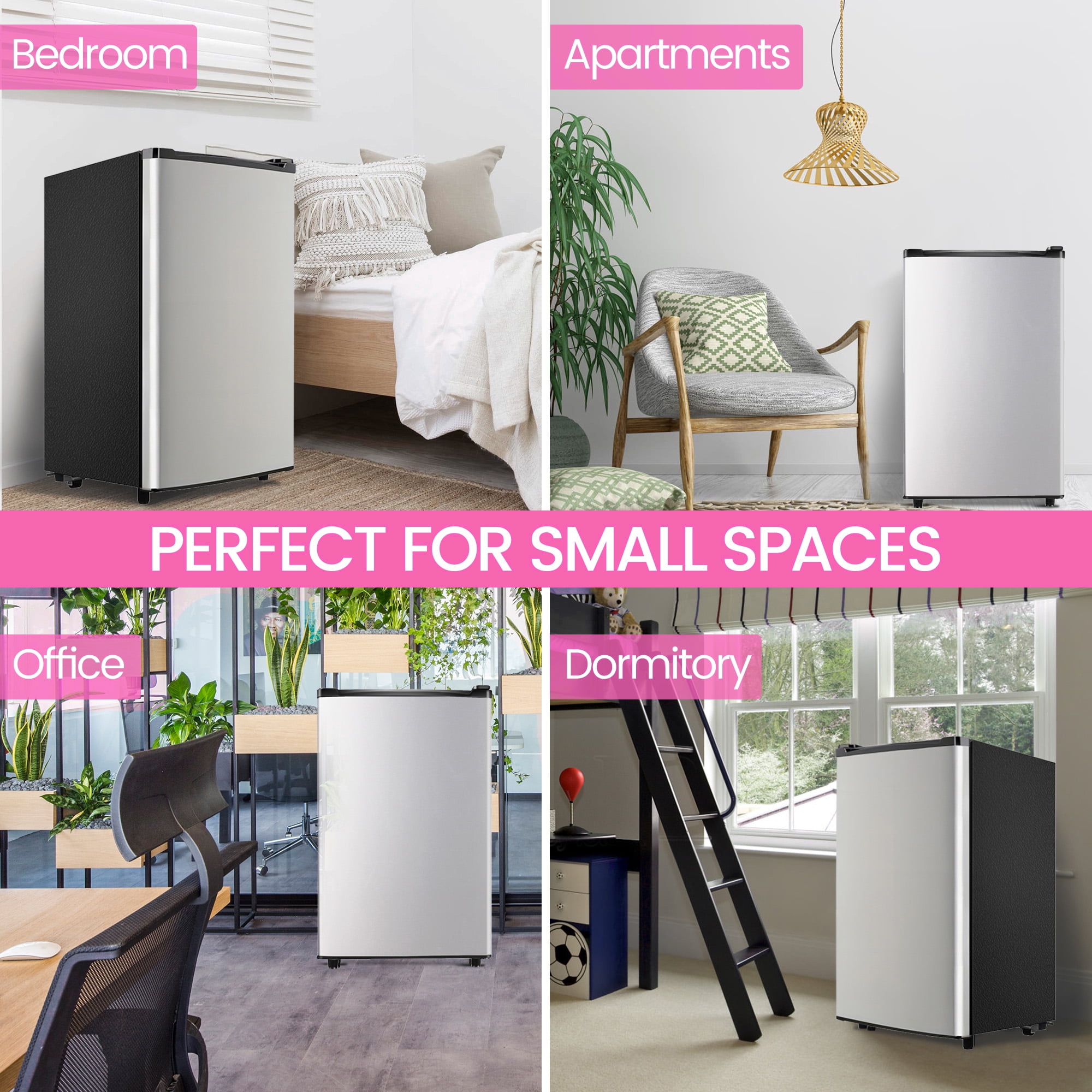 WANAI 3.2 Cu ft Single Door Mini Fridge, Silvery