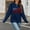 Blue, variant on Aloohaidyvio Women's American Flag Sweaters Long Sleeve Crew Neck Knitted Casual Pullover Sweater Red M