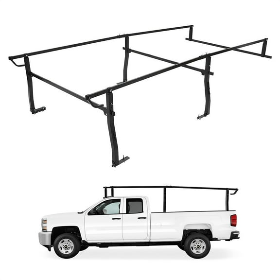 Pickup Truck Bed Rack | 45" - 66" Adjustable Width | 1000 LB. Load Capacity | Non-Drilling Full Size Steel Truck Ladder Rack | Heavy Duty Truck Bed Ladder Rack for Kayak, Surfboard, Tent