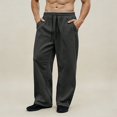 thumbnail image 2 of Babcutegg Mens Fleece Lined Wide Leg Sweatpants Drawstring Waist Loose Fit Casual Athletic Pants with Pockets Size 2XL, 2 of 6