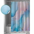 thumbnail image 3 of Light Pink Blue Marble Shower Curtain Set ，Waterproof Fabric Shower Curtains Modern Art Abstract Gold Texture Ombre Shower Curtains for Bathroom,Bathroom Decor 54x"78", 3 of 6
