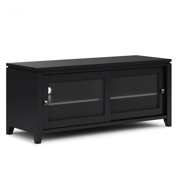 Solid Wood TV Media Stand " 48 Inch Wide Console for 50 TVs " Black Finish