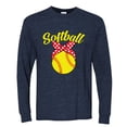 thumbnail image 2 of Wild Bobby, Cute Ribbon Bow Softball Mom Gift, Mother's Day, Men Long Sleeve Shirt, Vintage Heather Navy, Medium, 2 of 3