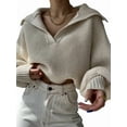 thumbnail image 3 of Women Long Sleeve Sweaters Oversized Stretch Fitted Pullover Sweater Ribbed Solid Color Knit Jumper Tops S, 3 of 8