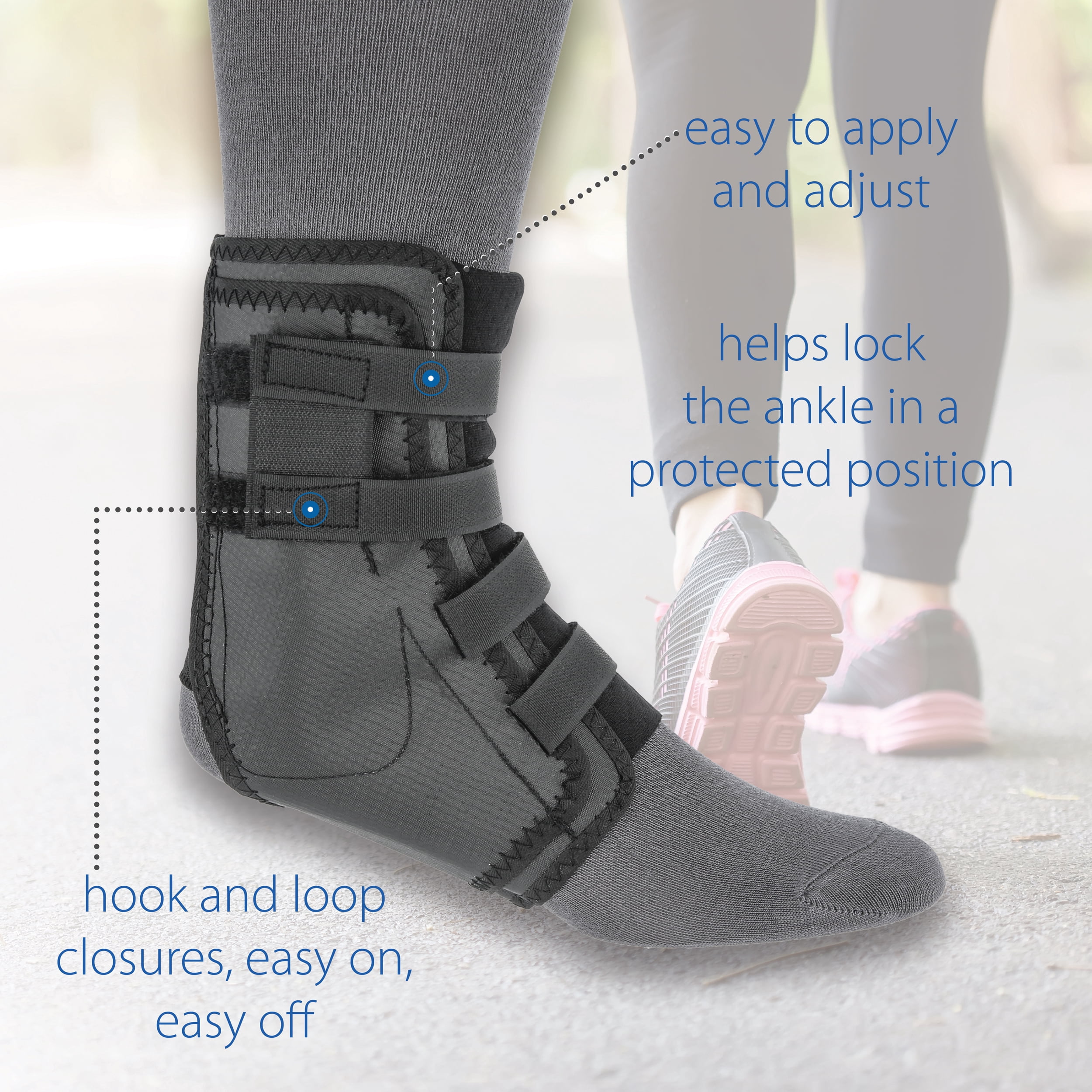 Swede-O Easy Lok Quick Strap, Reinforced Ankle Brace for Sports, Black, Small