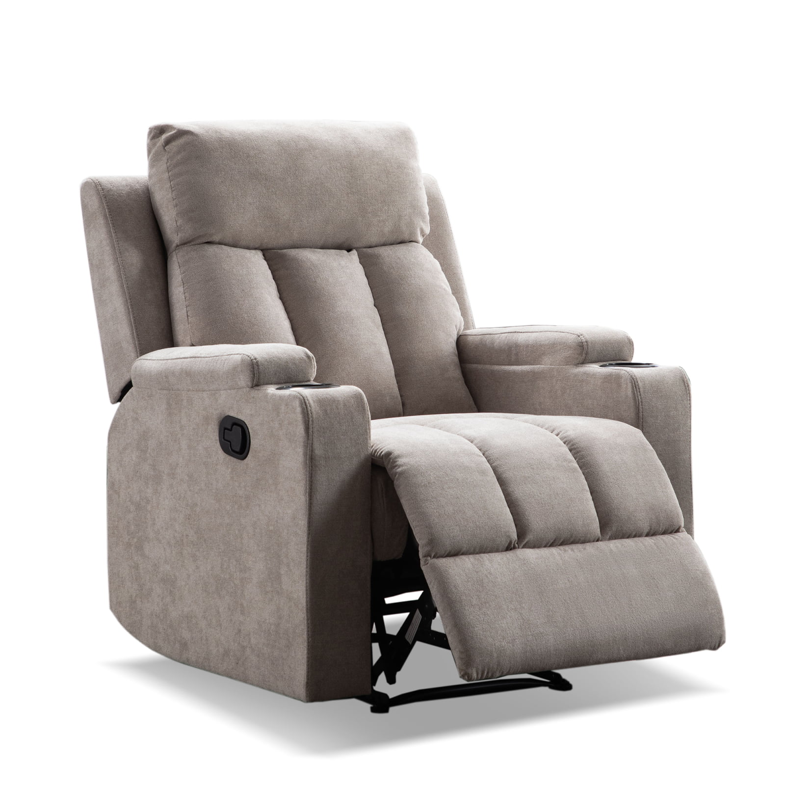 Fabric Recliner Chair with 2 Cup Holders Contemporary