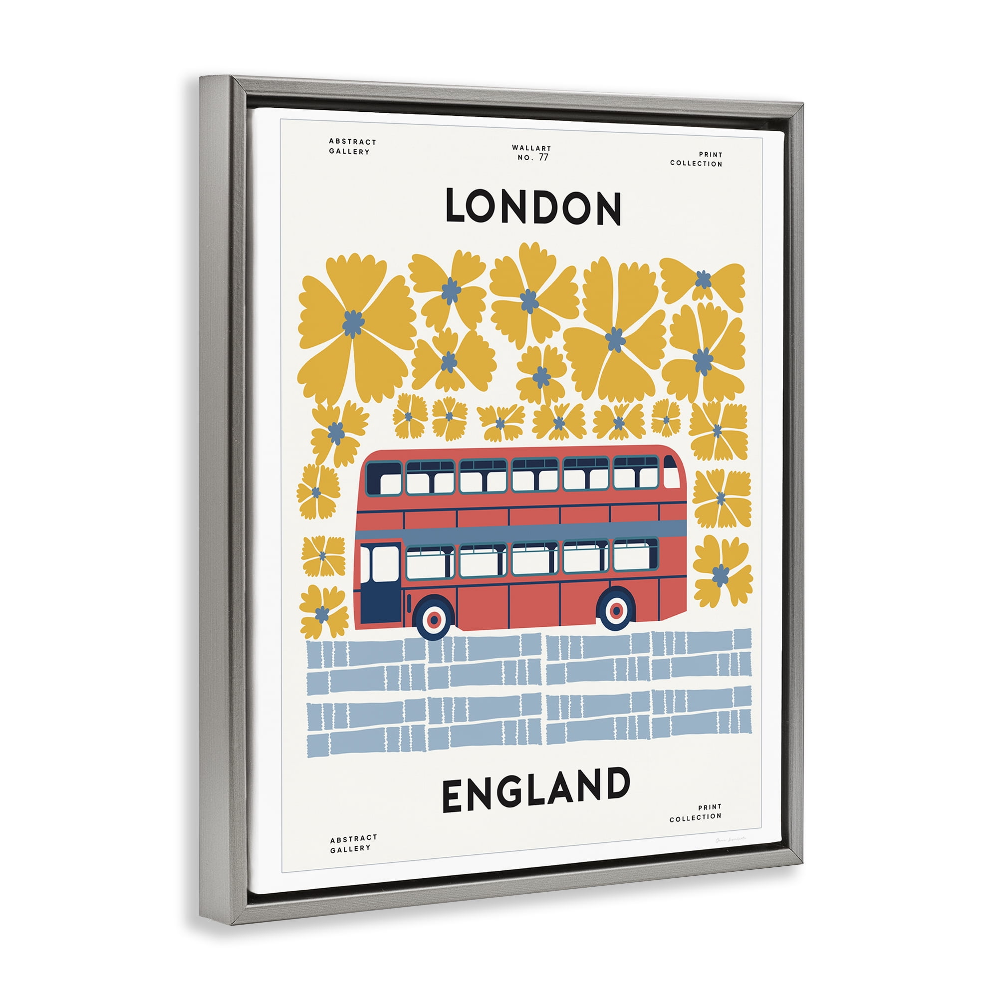 Stupell Industries Groovy London Bus Gray Framed Floater Canvas Wall Art, design by Omar Escalante