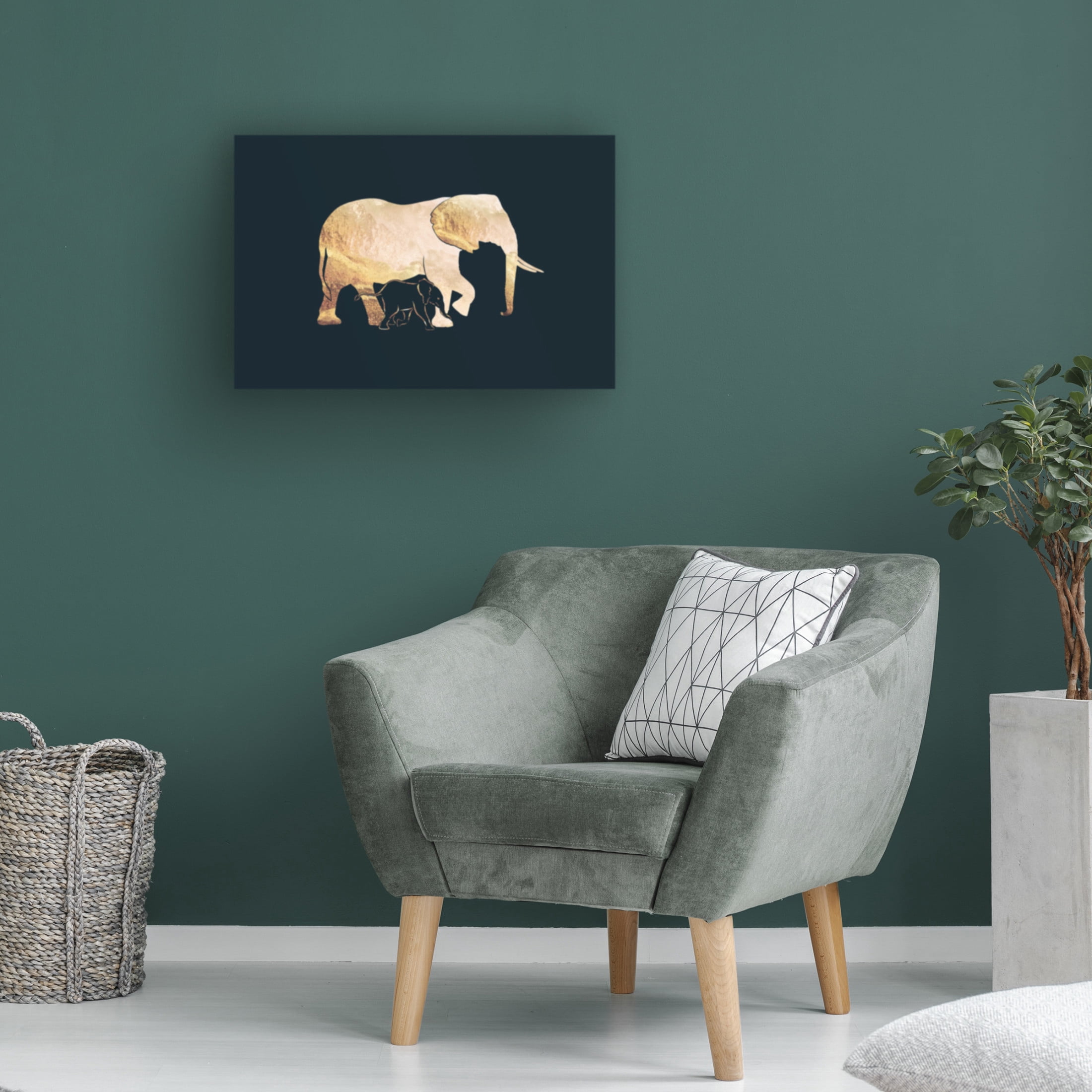 Trademark Fine Art Sarah Manovski Black gold elephants 2 Canvas Wall Art