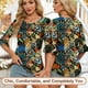 thumbnail image 3 of Top tipo túnica Blingfit con cuello redondo y manga 3/4 para mujer, talla grande 2XL, 3 of 5