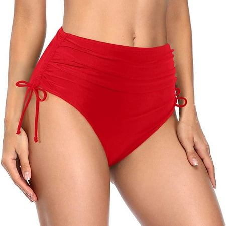 Chuancc Swim Suit Bottoms For Women Bathing Suit Bottoms For Women Womens Bikini Bottoms Full Coverage Bikini Bottom High Waist Bikini Bottoms Red S Clearance