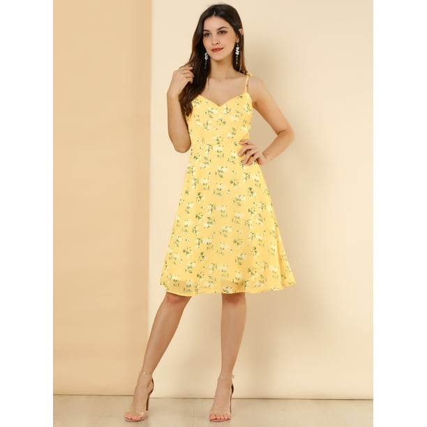 Allegra K Women s Spaghetti Strap Dress Sleeveless Floral Sundress